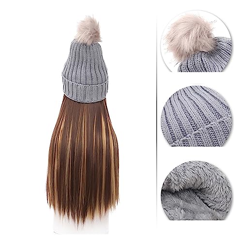 Perückenkappen für Damen Kunsthaar Damen Winter Warm Halten Haarverlängerung Hüte Perücken for Frauen Farben Welliges Haar Baseballkappe mit Haarverlängerungen (Color : 7) von DIANXI