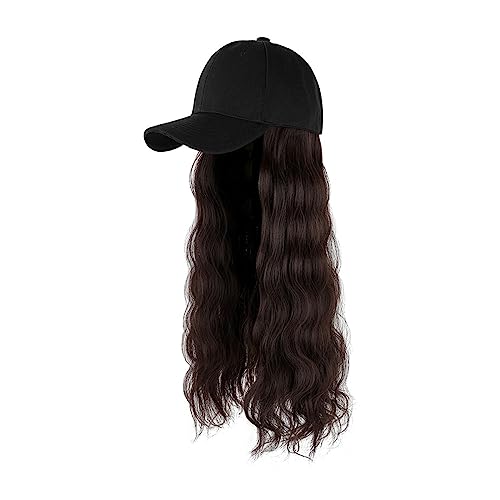 Perückenkappen für Damen Lange Haarkappe, langes Urlaubshaar, Hut, Körper, Mode, Damenkopf, Haar-Sets, Perückenkappe Baseballkappe mit Haarverlängerungen (Color : 1) von DIANXI