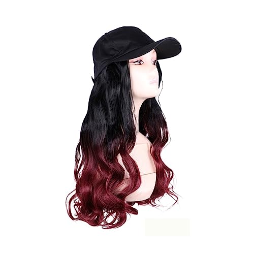 Perückenkappen für Damen Modische schwarze Baseballkappe mit Perücke, lange gewellte synthetische Hut-Perücken, verstellbare Haarhut-Perücke Baseballkappe mit Haarverlängerungen (Color : 5) von DIANXI