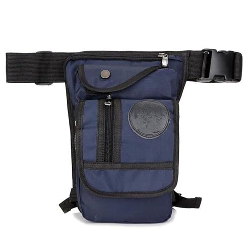 Motorbike Rear Rocker Bag Canvas Drop Beintasche Militär Motorrad Mehrzweck Messenger Umhängetaschen Gürtel Hüfte Bum Taille Fanny Pack Motorcycle Side Bag (Color : Blue) von DIAYES