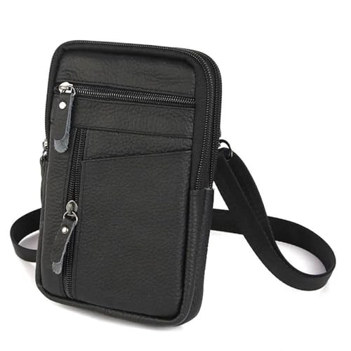 Motorbike Rear Rocker Bag Männer Handtasche Tasche Kleine Brust Schulter Gürtel Tasche Umhängetaschen Leder Taschen Echtes Leder Taille Packs Telefon Beutel Taschen Motorcycle Side Bag (Color : A) von DIAYES