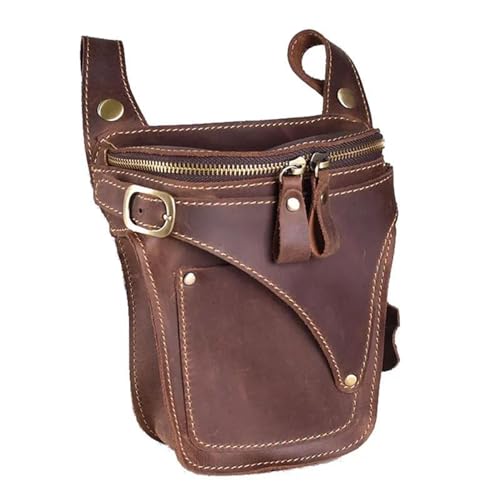 Motorbike Rear Rocker Bag Vintage Für Männer Echtes Leder Gürtel Tasche Männer Taille Pack Männlichen Hüfte Fanny Packs Tasche Crazy Horse Leder Motorrad Tasche Motorcycle Side Bag von DIAYES