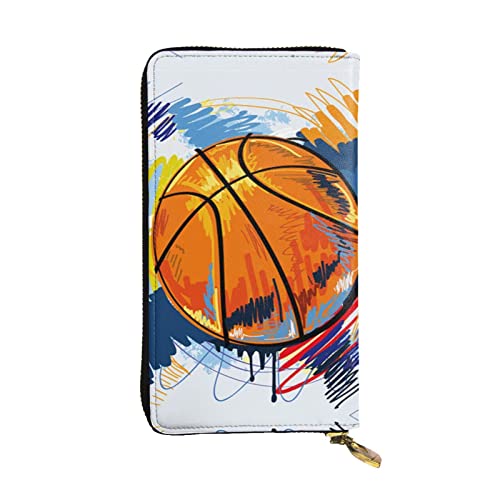 Basketball Bunte Skizze Genuss Damen Europäische Brieftasche kann 12 Karten halten Reisepass-Brieftasche, Familienpass-Ordner, Modern/Fit von DICAPO