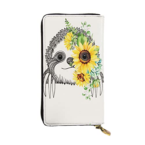 Faultier Sonnenblume Damen Europäische Geldbörse bietet Platz für 12 Karten Reisepass-Brieftasche, Familienpassmappe Modern/Fit von DICAPO