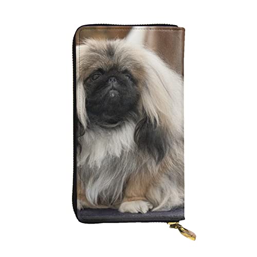 Pekingese Dog Damen Europäische Geldbörse bietet Platz für 12 Karten, Reisepass-Brieftasche, Familienpassmappe Modern/Fit von DICAPO