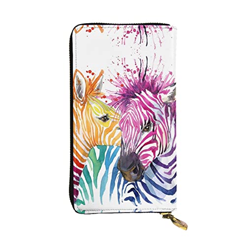 Rainbow Zebra Damen Europäische Geldbörse kann 12 Karten halten Reisepass-Brieftasche, Familienpassmappe Modern/Fit, Regenbogen von DICAPO