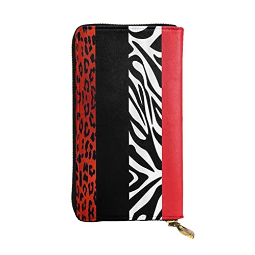 Roter Leopard und Zebra-Tier Damen europäische Brieftasche kann 12 Karten halten Reisepass-Brieftasche, Familienpass-Ordner Modern/Fit von DICAPO