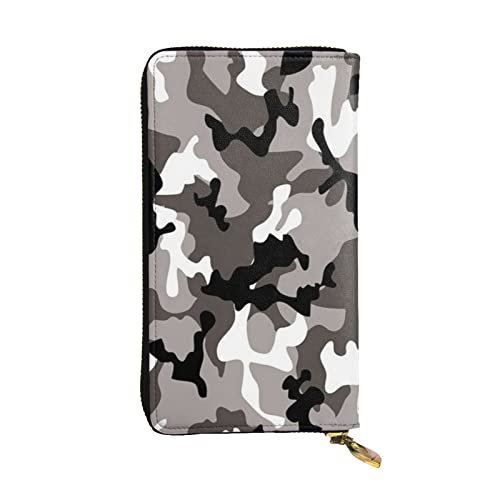 Schwarz Grau Weiß Camo Damen Europäische Brieftasche kann 12 Karten Reisepass Brieftasche Familie Reisepass Ordner Modern/Fit, Modern von DICAPO