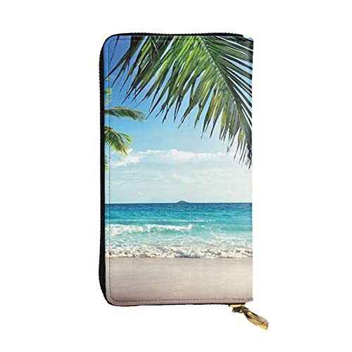 Tropische Palme Hawaii Strand Damen Europäische Brieftasche kann 12 Karten halten Reisepass-Brieftasche, Familienpass-Ordner, Modern/Fit von DICAPO