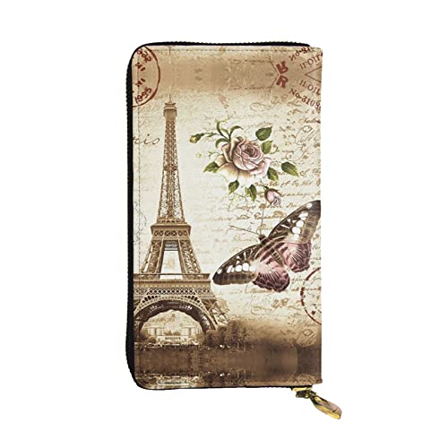 Vintage Paris Eiffelturm Schmetterling Damen Europäische Brieftasche kann 12 Karten halten Reisepass-Brieftasche, Familienpass-Ordner Modern/Fit von DICAPO