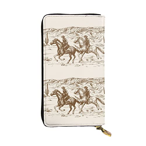 West Desert Cactus with Cowboys Riding Horses Women's European wallet can hold 12 cards Travel passport wallet, family passport folder Modern/Fit von DICAPO