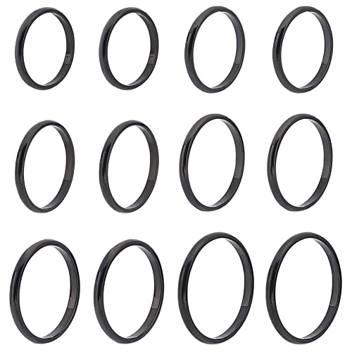 DICOSMETIC 12 Stück 6 Größen 2mm Plain Dome Fingerringe 304 Edelstahl Knöchelring Schwarz Hochzeit Fingerringe Schmuck Geschenk Für Mädchen Jungen Männer Und Frauen, Innendurchmesser: 19.9~15.7mm von DICOSMETIC