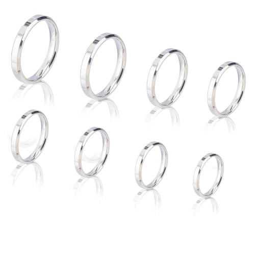 DICOSMETIC 16 Stück 8 Größen Einfacher Schlichter Bandring Für Unisex US Größe 5-12 Edelstahl Ring Set 4mm Breite Gravur Ringe Matt Polierter Ehering Für Frauen Männer DICOSMETIC 16 Stück 8 Größen Einfacher Schlichter Bandring Für Unisex US Größe 5-12 Edelstahl Ring Set 4mm Breite Gravur Ringe Matt Polierter Ehering Für Frauen Männer von DICOSMETIC