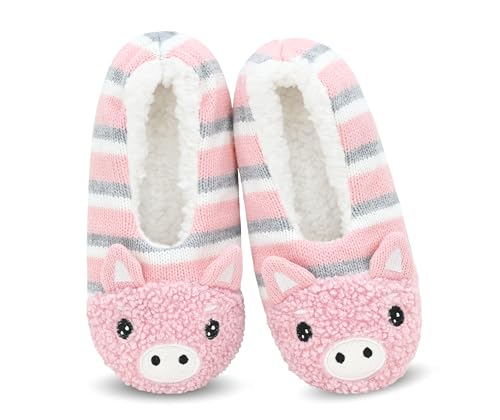 DICUIRD Damen Hausschuhe, Tiermotiv, weiche Sohle, mit Greifern, flauschige Hausschuhe, Schwein 01, 8-10 DICUIRD Damen Hausschuhe, Tiermotiv, weiche Sohle, mit Greifern, flauschige Hausschuhe, Schwein 01, 8-10 von DICUIRD