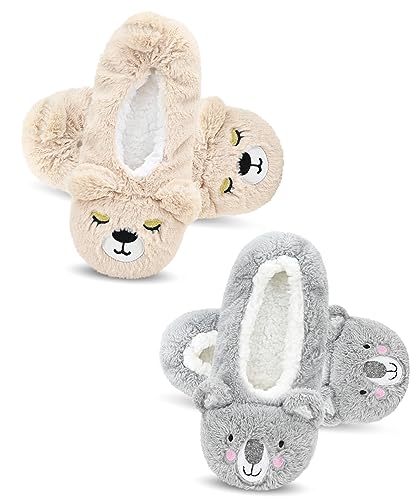 DICUIRD Damen Hausschuhe mit Tiermotiv, weiche Sohle, mit Greifern, flauschige Hausschuhe, Bär&Koala, 5-7.5 DICUIRD Damen Hausschuhe mit Tiermotiv, weiche Sohle, mit Greifern, flauschige Hausschuhe, Bär&Koala, 5-7.5 von DICUIRD