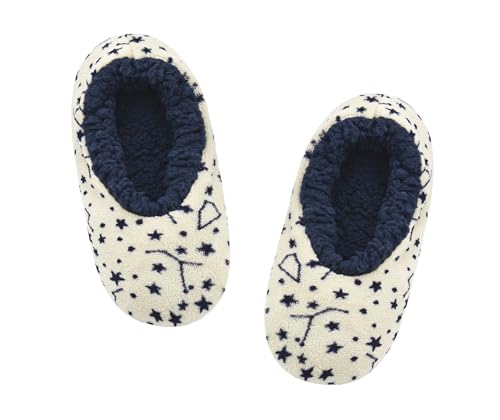 DICUIRD Hausschuh-Socken für Damen mit Greifern, flauschig mit rutschfester Unterseite, gemütliche, warme flauschige Hausschuhe, Weißer Sterndruck, 5-7.5 DICUIRD Hausschuh-Socken für Damen mit Greifern, flauschig mit rutschfester Unterseite, gemütliche, warme flauschige Hausschuhe, Weißer Sterndruck, 5-7.5 von DICUIRD