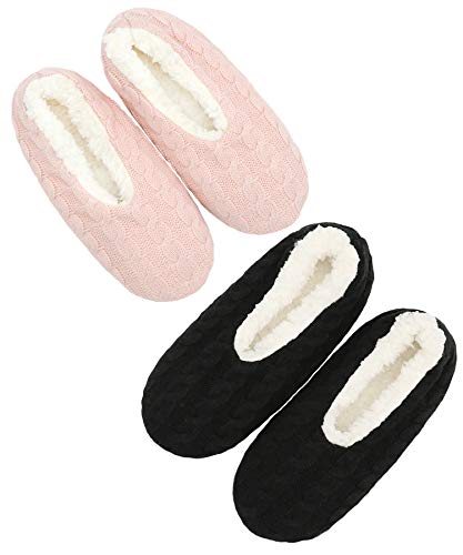 DICUIRD Hausschuhsocken für Frauen mit Greifern, flauschig mit rutschfester Unterseite, gemütlich, warm, Pink/Schwarz, 8-10 US DICUIRD Hausschuhsocken für Frauen mit Greifern, flauschig mit rutschfester Unterseite, gemütlich, warm, Pink/Schwarz, 8-10 US von DICUIRD