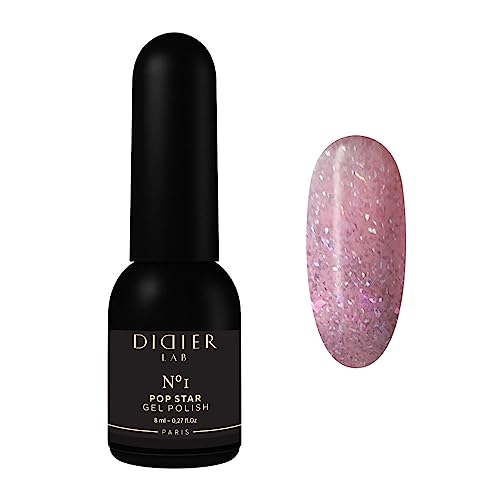 Didier Lab – Gellack Pop Star No 1 – Professioneller Maniküre-Pediküre-Nagellack mit Funkelndem - Leicht Reflektierender Schimmer - Reichhaltige Pigmentierung – UV LED Lampen - 8 ml von DIDIER LAB