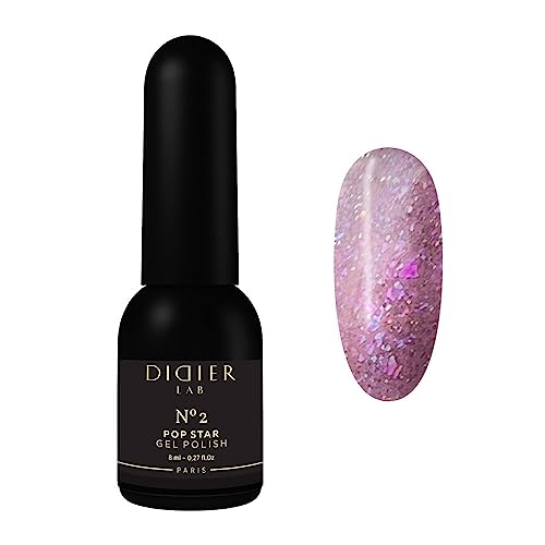 Didier Lab – Gellack Pop Star No 2 – Professioneller Maniküre-Pediküre-Nagellack mit Funkelndem - Leicht Reflektierender Schimmer - Reichhaltige Pigmentierung – UV LED Lampen - 8 ml von DIDIER LAB