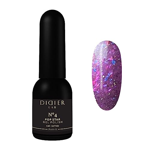 Didier Lab – Gellack Pop Star No 4 – Professioneller Maniküre-Pediküre-Nagellack mit Funkelndem - Leicht Reflektierender Schimmer - Reichhaltige Pigmentierung – UV LED Lampen - 8 ml von DIDIER LAB