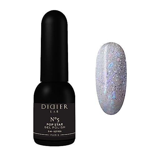 Didier Lab – Gellack Pop Star No 5 – Professioneller Maniküre-Pediküre-Nagellack mit Funkelndem - Leicht Reflektierender Schimmer - Reichhaltige Pigmentierung – UV LED Lampen - 8 ml von DIDIER LAB