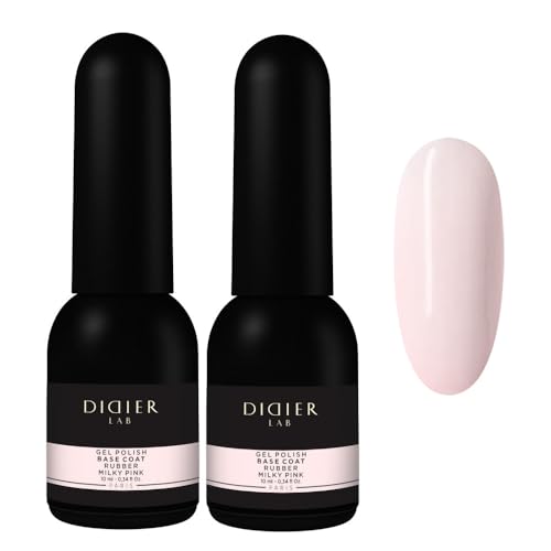 Didier Lab - Premium Rubber Base Gel Milky Pink - LED UV Nagellack Rosa - Unterlack für Nägel - Gel Nail Polish - Base Coat UV Gel Nagellack Nudetöne -Base + Farbe 2in1 - UV Lack für Maniküre - 2x10ml von DIDIER LAB