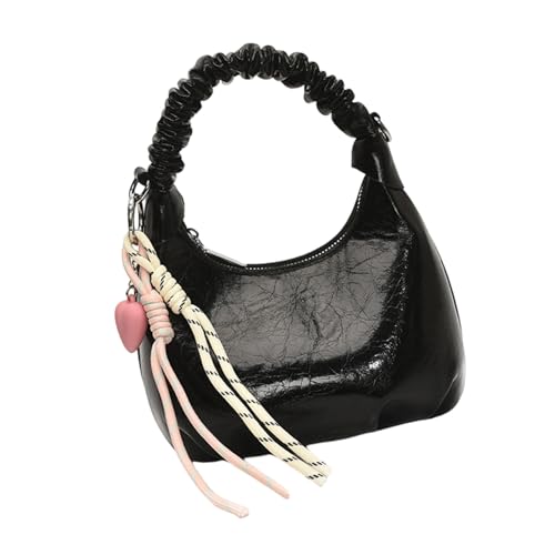 Anspruchsvolle gerüschte Umhängetasche für Damen, bietet eine Mischung aus Stilen und Funktionalität, PU-Schultertaschen, lässige Handtasche, Crossbody-Tasche für Damen, Schwarz , One Size Anspruchsvolle gerüschte Umhängetasche für Damen, bietet eine Mischung aus Stilen und Funktionalität, PU-Schultertaschen, lässige Handtasche, Crossbody-Tasche für Damen, Schwarz , One Size von DIDILLX