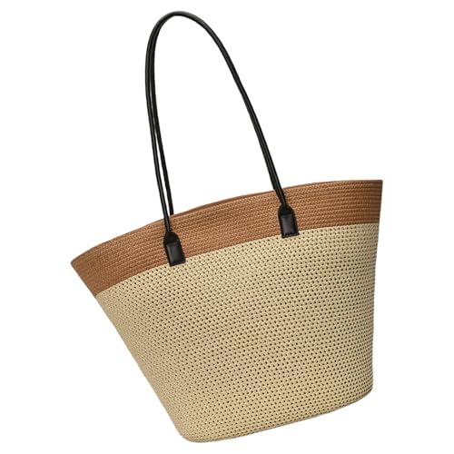 DIDILLX Auffällige Stroh-Strandtasche mit geräumigen Innen-Schultertaschen, lässige Handtasche für Stadteinkäufe oder Picknicks im Freien, trendige Damen-Handtasche, khaki, One Size DIDILLX Auffällige Stroh-Strandtasche mit geräumigen Innen-Schultertaschen, lässige Handtasche für Stadteinkäufe oder Picknicks im Freien, trendige Damen-Handtasche, khaki, One Size von DIDILLX