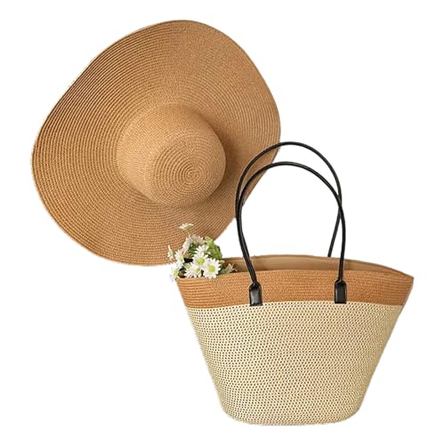DIDILLX Auffällige Stroh-Strandtasche mit geräumigen Innen-Schultertaschen, lässige Handtasche für Stadteinkäufe oder Picknicks im Freien, trendige Damen-Handtasche, khaki, One Size DIDILLX Auffällige Stroh-Strandtasche mit geräumigen Innen-Schultertaschen, lässige Handtasche für Stadteinkäufe oder Picknicks im Freien, trendige Damen-Handtasche, khaki, One Size von DIDILLX