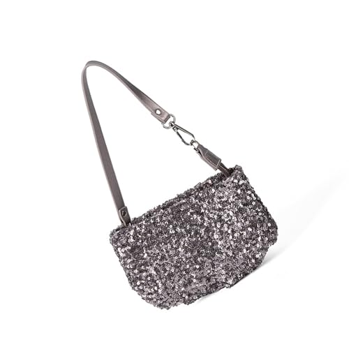 DIDILLX Damen Abend-Clutches Geldbörsen Pailletten Tasche Handtasche Kette Crossbody Schulter Trendy Achselgeschenke funkelnde Handtasche, grau-silber, One Size von DIDILLX