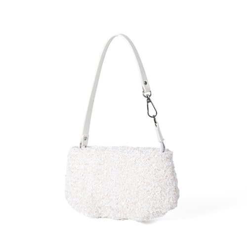 DIDILLX Damen Abend-Clutches Geldbörsen Pailletten Tasche Handtasche Kette Crossbody Schulter Trendy Achselgeschenke funkelnde Handtasche, weiß, One Size von DIDILLX