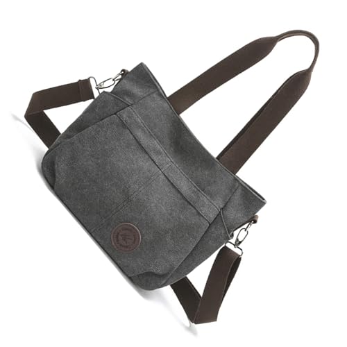 DIDILLX Damen Vintage Canvas Umhängetasche Crossbody Handtasche mit mehreren Fächern und verstellbarem Riemen für den täglichen Gebrauch Handtasche, Schwarz , One Size von DIDILLX