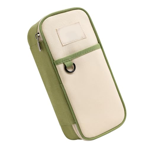 DIDILLX Großes Federmäppchen, hohe Kapazität, Stifttasche, mehrere Fächer, Stift-Organizer, Reise-Make-up-Tasche für Büro, Schule, Reisen, strapazierfähiges Canvas-Federmäppchen, grün von DIDILLX