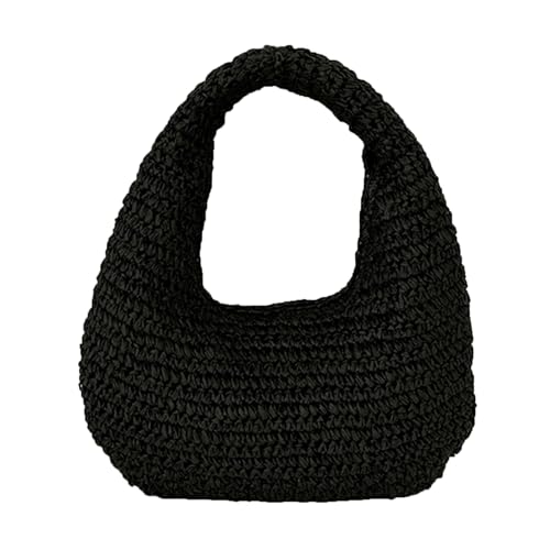 DIDILLX Handgefertigte Strandhandtaschen für Damen, Bast, gewebte Taschen, Stroh, Handtasche für Freizeit oder Reisen, Strandtasche, Schwarz , One Size DIDILLX Handgefertigte Strandhandtaschen für Damen, Bast, gewebte Taschen, Stroh, Handtasche für Freizeit oder Reisen, Strandtasche, Schwarz , One Size von DIDILLX
