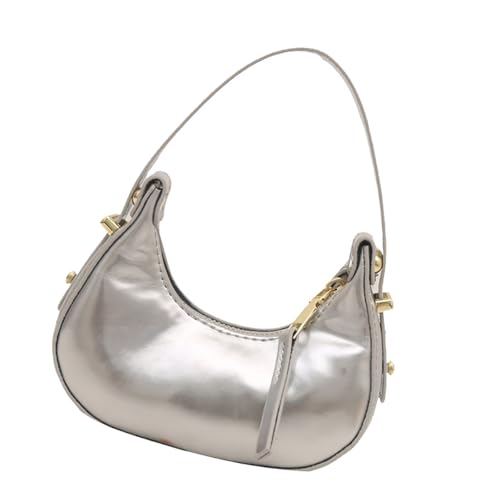 DIDILLX Kleine Abendtasche mit Mondmotiv, leichte PU-Handtasche, modischer Tragegriff oben, für tägliches Pendeln und lässiges Outfit, leichte Damen-Handtasche, silber, One Size von DIDILLX