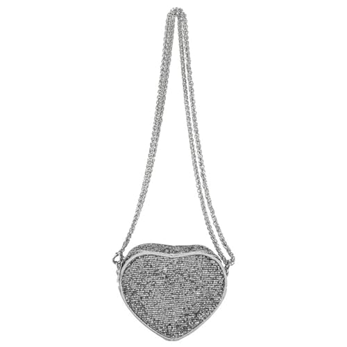 DIDILLX Kleine Umhängetasche mit glitzernden Pailletten, herzförmig, kleine Schultertasche, für Damen und Mädchen, stilvolle Abendtasche, silber, One Size von DIDILLX