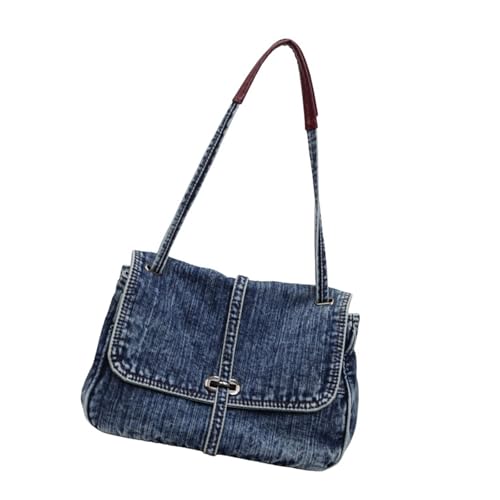 DIDILLX Modische 2025 Jeans Schulter Geldbörse Multi Purpose Unterarmtasche Bequem Doppelriemen Design Damen Retro Jeans Geldbörse, blau, One Size von DIDILLX