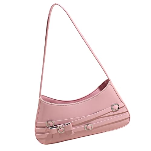 DIDILLX Stilvolle Abendtasche mit Schleifenverzierung und geräumiger Innenseite, PU-Leder-Schultertaschen für Arbeit und Freizeit, Reisen, Unterarmtasche, D, One Size von DIDILLX
