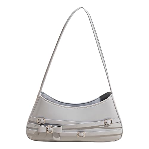 DIDILLX Stilvolle Abendtasche mit Schleifenverzierung und geräumiger Innenseite, PU-Leder-Schultertaschen für Arbeit und Freizeit, Reisen, Unterarmtasche, blau, One Size von DIDILLX