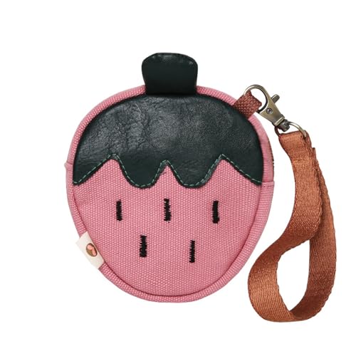 Lovely Wallets Strawberry Coin Purse Canvas Change Bag Girls Small Storage Pouches Makeup Strawberry Small Storage Bag Lovely Canvas Wallet, Taro Violett, Mass Beauty von DIDILLX