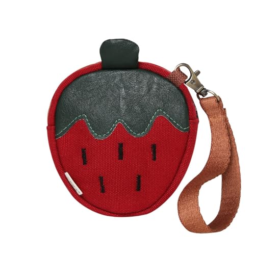 Lovely Wallets Strawberry Coin Purse Canvas Change Bag Girls Small Storage Pouches Makeup Strawberry Small Storage Bag Lovely Canvas Wallet, purpurrot, Mass Beauty von DIDILLX