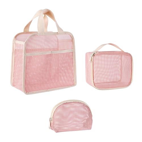 Make-up-Taschen-Set mit Reißverschlüssen, hohle Kosmetiktaschen für Damen, Aufbewahrung für Zuhause und Reisen, Fitnessstudio, Dusche, 3-teilig, a, Mass Beauty von DIDILLX