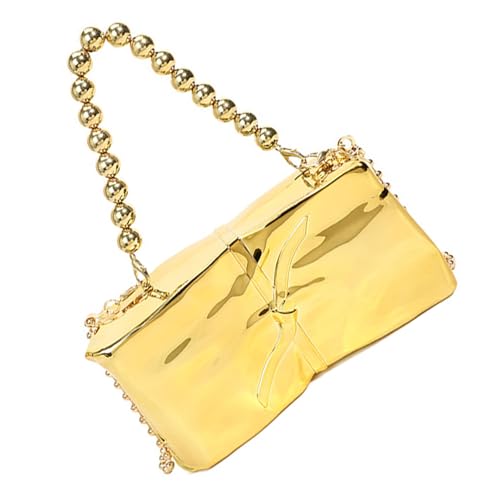 Moderne Acryl-Abendtasche, stilvolle Umhängetasche, Crossbody-Tasche mit Kette, entworfen für Modepersonen, Acryl-Umhängetasche, gold, One Size von DIDILLX