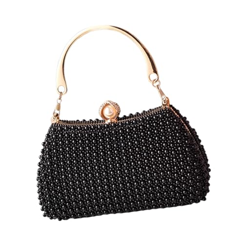 Modische Abendtasche, Umhängetasche, Umhängetasche mit Kunstperlen, für elegante Abendessen und besondere Anlässe, Abschlussbälle, Events, Schwarz , One Size von DIDILLX