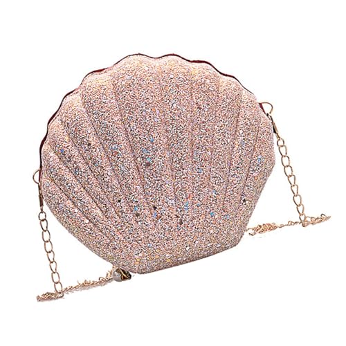 Modische Muscheltasche mit Glitzer-Designs, Umhängetasche, PU-Leder, Crossbody-Tasche für Themenpartys und Aufführungen, Pailletten-Geldbörse, B, One Size von DIDILLX