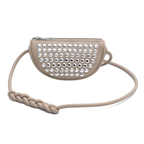 Punk Styles Damen Schultertaschen Nieten Kleine Crossbody Tasche Reise Handtaschen Party Satchel Für Verschiedene Anlässe Student Umhängetasche, aprikose, One Size von DIDILLX