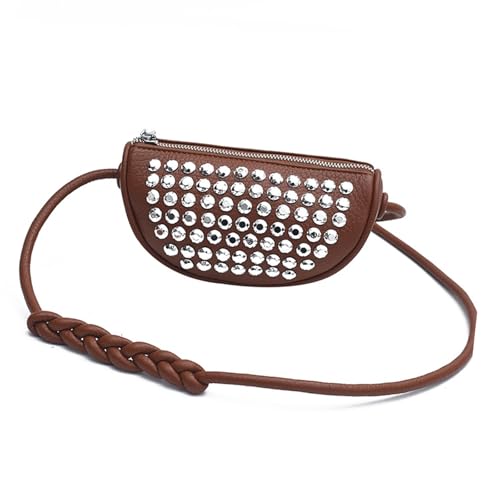 Punk Styles Damen Schultertaschen Nieten Kleine Crossbody Tasche Reise Handtaschen Party Satchel Für Verschiedene Anlässe Student Umhängetasche, braun, One Size von DIDILLX
