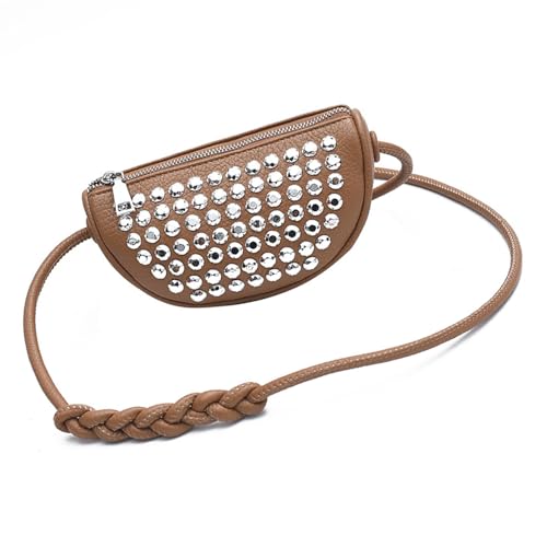 Punk Styles Damen Schultertaschen Nieten Kleine Crossbody Tasche Reise Handtaschen Party Satchel Für Verschiedene Anlässe Student Umhängetasche, khaki, One Size von DIDILLX