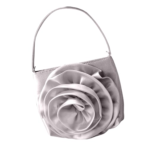 Stilvolle Abendtasche mit Blumenmuster, luxuriöse Umhängetasche, geeignet für Abschlussbälle, Abendessen und Brautveranstaltungen, Brautjungfern, silber, One Size von DIDILLX