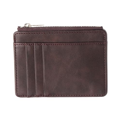 Stilvolle Münztasche aus PU-Leder mit praktischen Reißverschluss-Designs für den täglichen Gebrauch und Reisen, Visitenkarten-Organizer, Kaffeebraun, Mass Beauty von DIDILLX